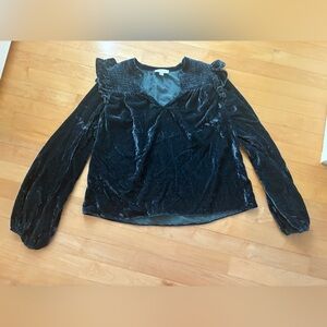 Evereve Deep Blue Velvet Blouse